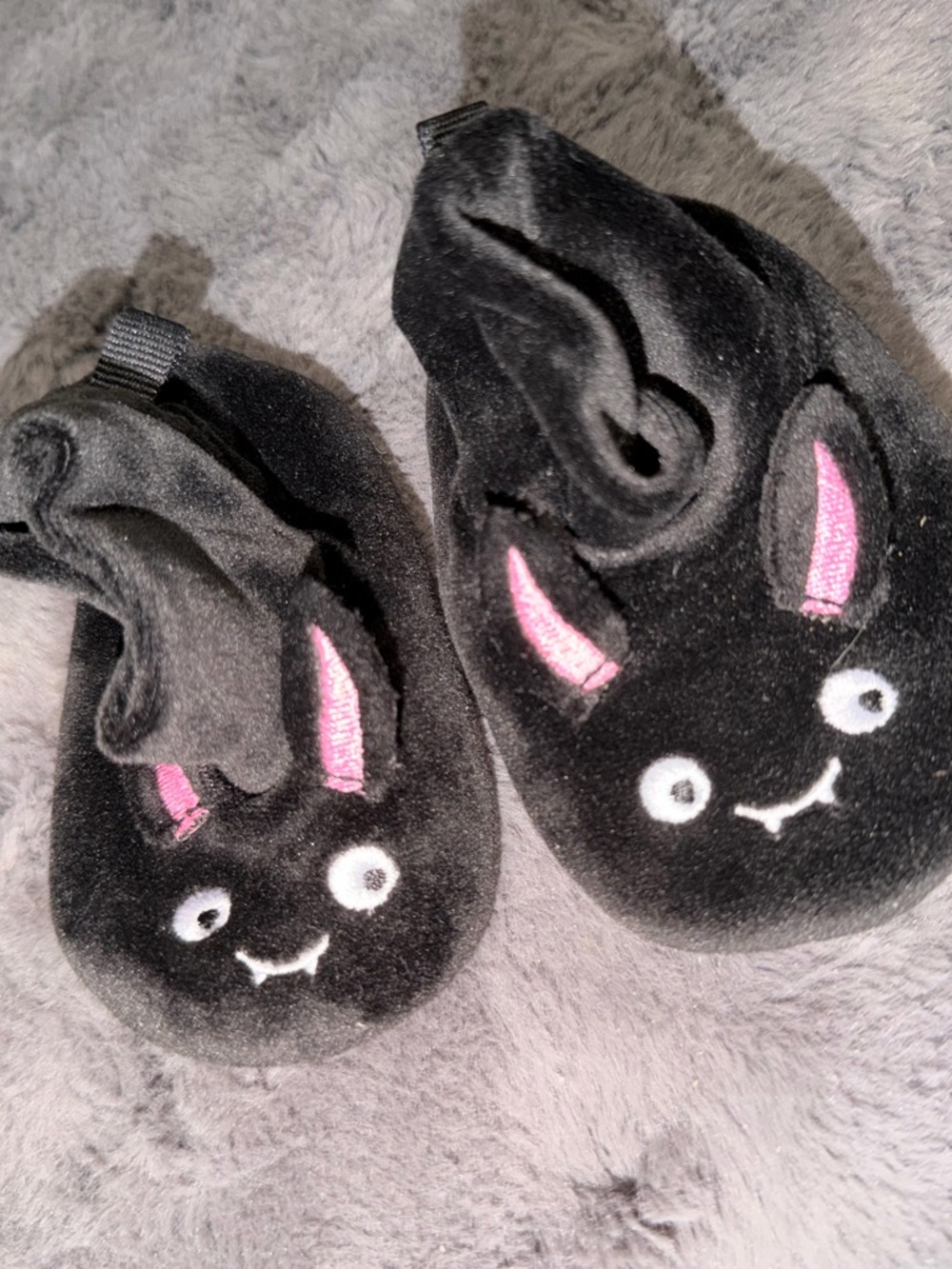 Plush Black Bat Baby Slipper Booties